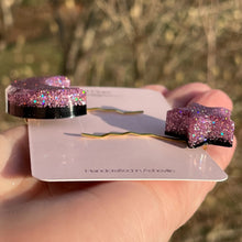 Load image into Gallery viewer, Pink Holographic Glitter Moon and Star Barrette Set
